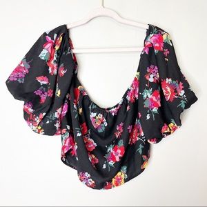 Lush Off The Shoulder Crop Floral Top Size Large